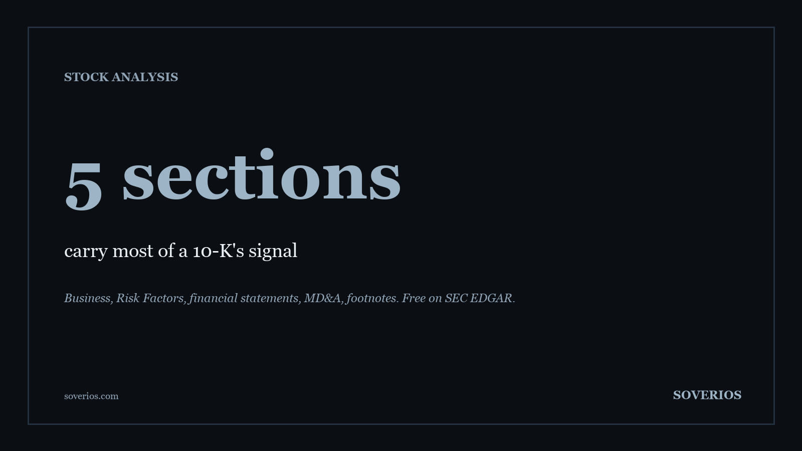Number card: five sections of a 10-K annual report carry most of the signal for investors